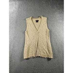 The J Peterman Company‎ Sweater Vest Women Medium Linen Deep V Pullover